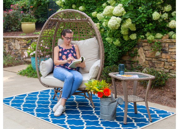 Tortuga Outdoor Rio Vista Outdoor Wicker Egg Chair with Swivel Base and Side Table