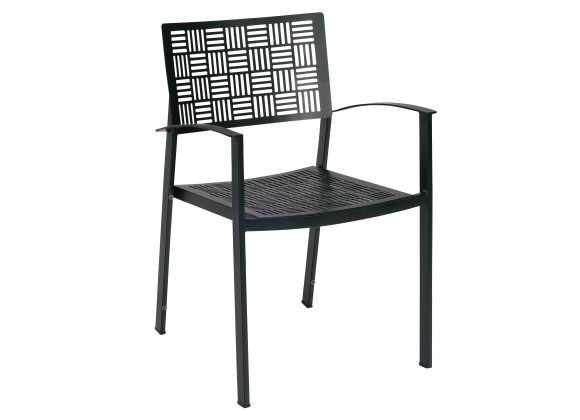 Woodard New Century Dining Armchair - Angle in Black