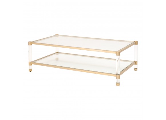 Nouveau Coffee Table - Brushed Stainless Steel Lucite - Angled