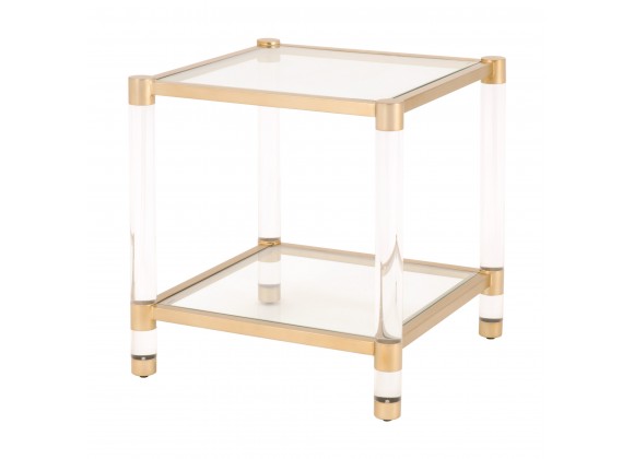 Nouveau End Table - Brushed Brass - Front Side Angle
