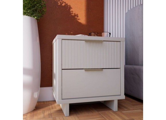 Manhattan Comfort Granville Modern Nightstand 2.0 with 2 Full Extension Drawers in White