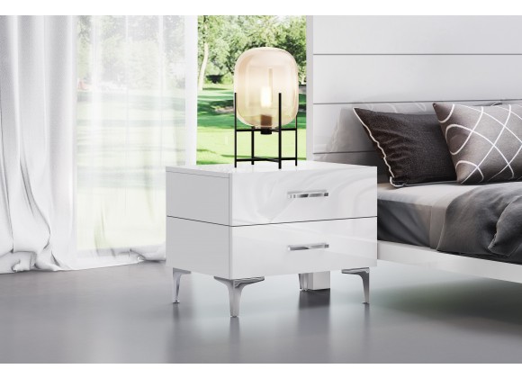 Navi Night Stand High Gloss White - Lifestyle