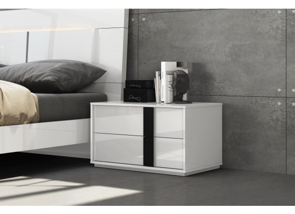 Whiteline Modern Living Kimberly Nightstand Large High Gloss White - Lifestyle