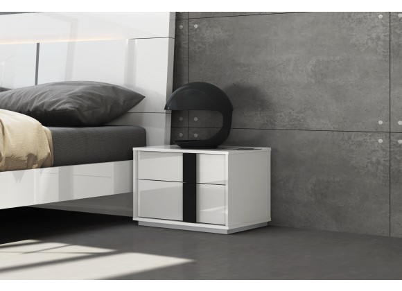 Whiteline Modern Living Kimberly Nightstand Small High Gloss White - Lifestyle