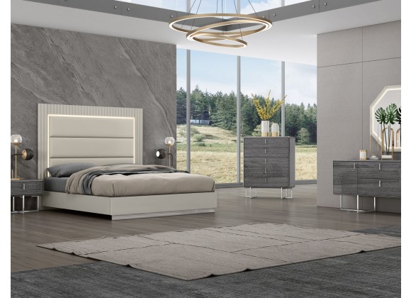 Whiteline Modern Living Chloe Night Stand In High Gloss Grey - Lifestyle