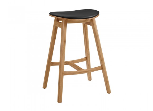 Greenington Skol Counter Height Stool With Leather Seat Caramelized - Set of Two - Front Side Angle