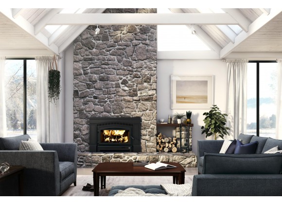 Osburn Stoves Matrix 2700 Wood Insert with Heat Activated Variable Speed Blower - Lifestyle 