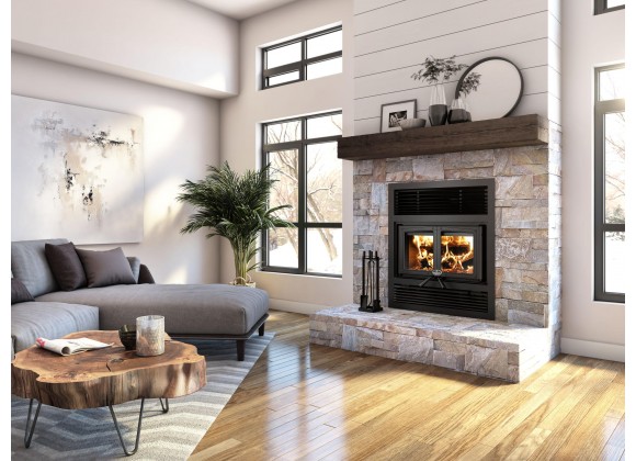 Osburn Stoves Everest II Fireplace With Heat Activated Variable Speed Blower - Lifestyle 