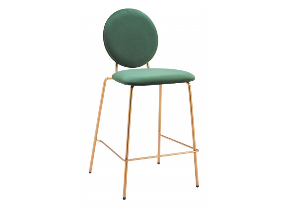 Odessa Counter Stool in Green & Gold- Front view 1
