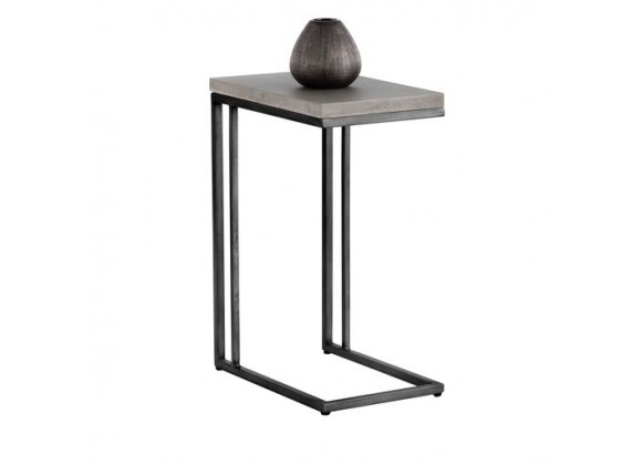 Sunpan Sawyer End Table Antique Brass-White / Black-Grey - Lifestyle