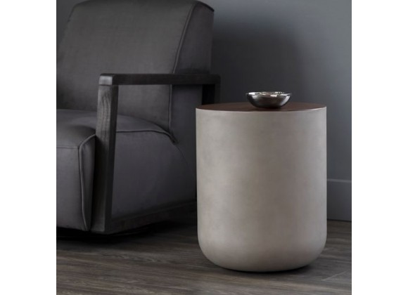 Sunpan Diaz End Table in Grey-Wood Grain Brown - Lifestyle