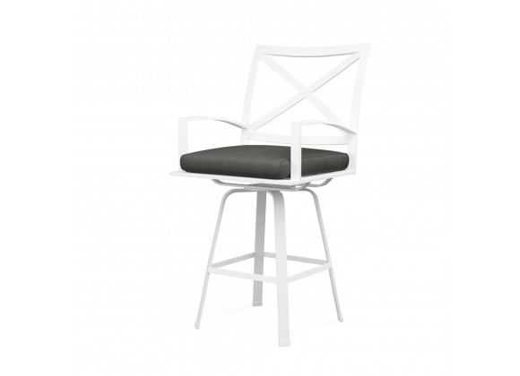 Bristol Swivel Counter Stool in Spectrum Carbon w/ Self Welt - Front Side Angle