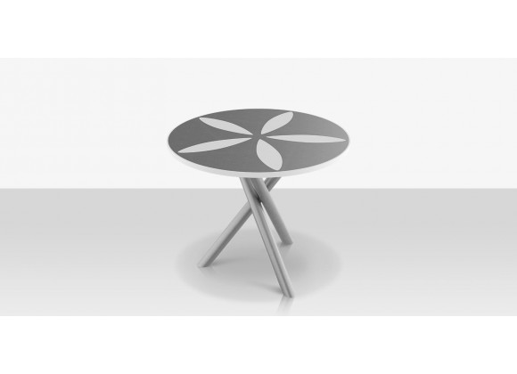 DecoScapes Organic Sand Dollar 42" Diameter Dining Table in Kessler Silver Frame - Top Angled