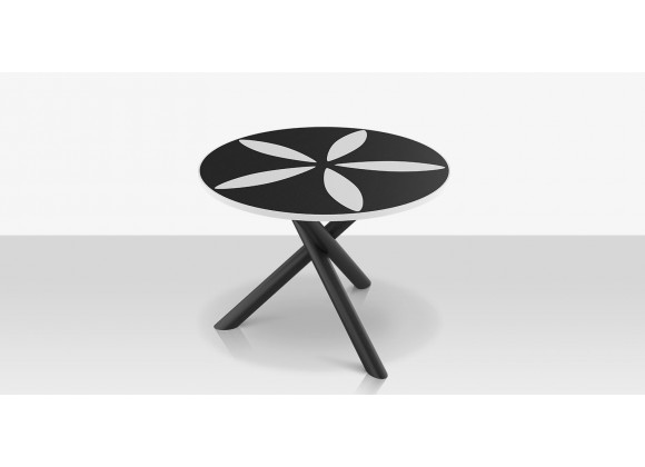 DecoScapes Organic Sand Dollar 48" Diameter Dining Table in Tex Black Frame - Top Angled