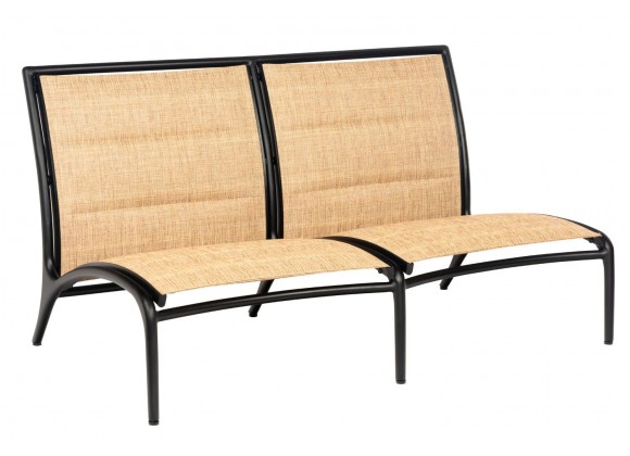 Woodard Orion Padded Sling Armless Love Seat - Low Seat - Angled