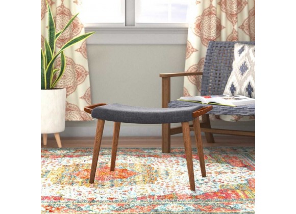 Manhattan Comfort Geta Charcoal and Antique Walnut Ottoman 