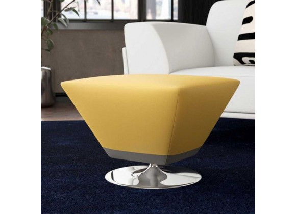 Manhattan Comfort Diamond Yellow and Polished Chrome Swivel Ottoman