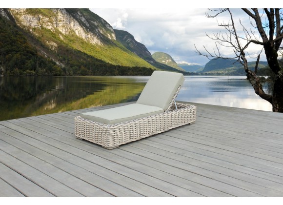 Outsy Anna 79 X 31.5 Inch Outdoor Wicker Aluminum Frame Sun Lounger in White and Grey - Lifestyle Main