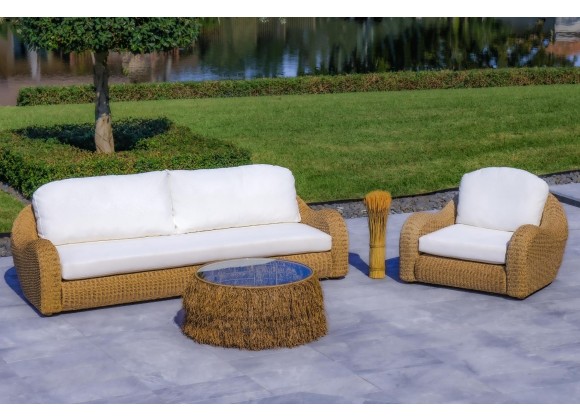 Outsy Katalina 3-Piece Outdoor and Backyard Poly Hyacinth Furniture Set with Aluminum Frame - Lifestyle 
