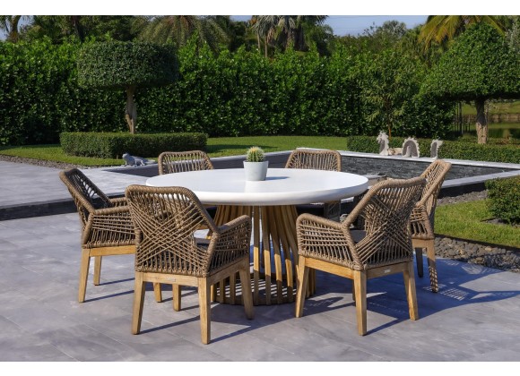 Outsy Santino Wood With Aluminum And Rope Dining Chair with Cushion - Lifestyle 4
