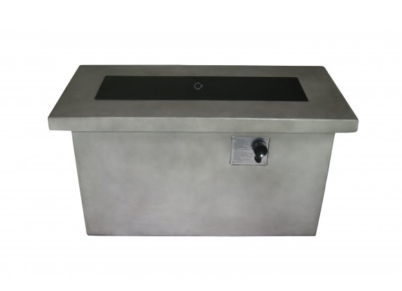 Crawford and Burke Arabba Grey Cement Rectangular Gas Fire Pit Table, Frontview