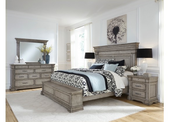 Pulaski Furniture Madison Ridge Panel Bed with Blanket Chest Footboard in Heritage Taupe