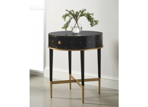 Pulaski Furniture Soft Black Round Accent Table with Storage Room View