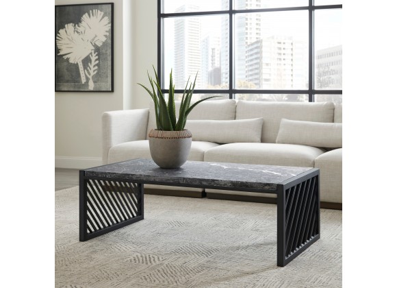 Pulaski Furniture Modern Industrial Stone Top Cocktail Table Room View