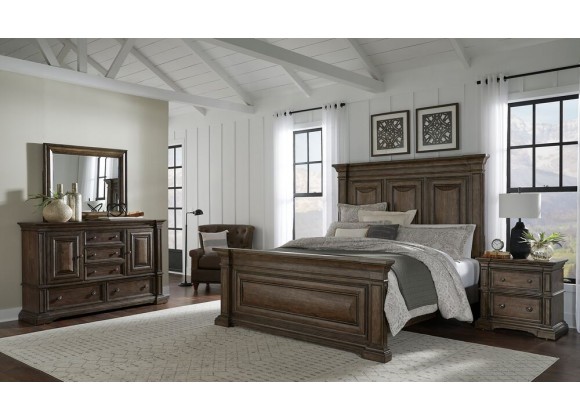 Pulaski Furniture Woodbury 5-Drawer Dresser with Cabinets in Cowboy Boots Brown