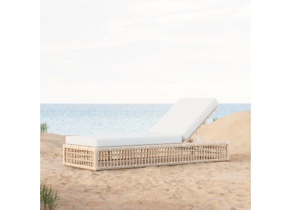 Azzurro Paloma Lounge Chair With Matte White Aluminum Frame And Almond All-Weather Wicker - Lifestyle