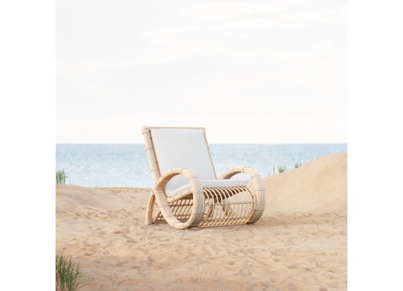 Azzurro Paloma Club Chair In Matte White Aluminum Frame And Almond All-Weather Wicker - Lifestyle