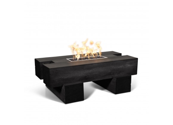 The Outdoor Plus Palo Fire Pit Wood Grain Concrete Ebony Finish