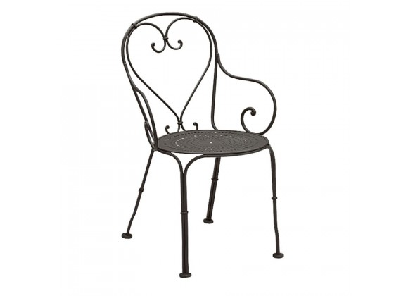Woodard Et Cetera Parisienne Arm Chair In Pattern Metal Seat - Angled