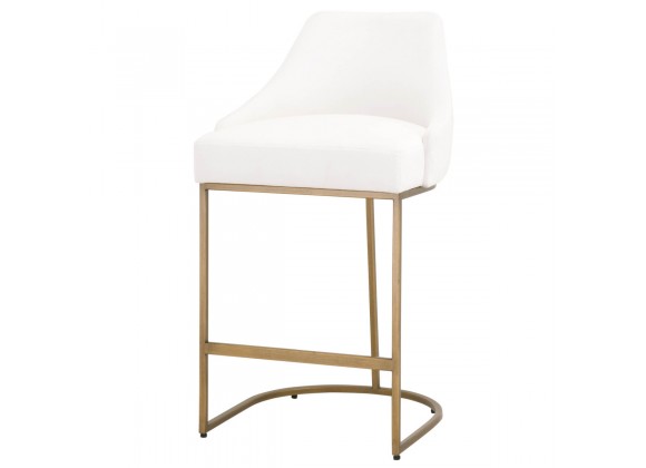 Essentials For Living Parissa LiveSmart Peyton-Pearl, Brushed Gold Counter Stool - Set of 2 - Front Side Angle