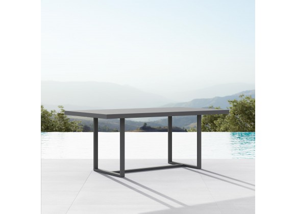 Azzurro Living Pavia Rectangular Dining Table 71" With Matte Charcoal Aluminum Frame And Charcoal Aluminum Top - Lifestyle