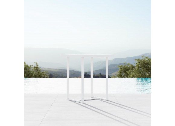 Azzurro Living Pavia Bar Table 35" With Matte White Aluminum Frame And Top - Lifestyle