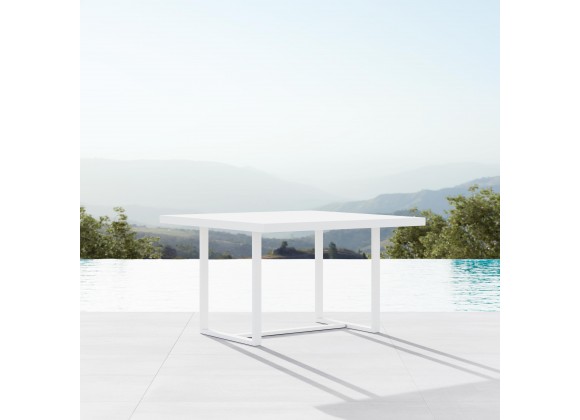 Azzurro Living Pavia Square Dining Table 48" With Matte White Aluminum Frame Matte White Aluminum - Lifestyle