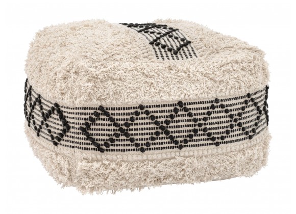Pisco Ottoman in Beige & Black- Angular View 1