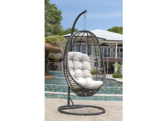 Panama Jack Outdoor Graphite 2-Piece Hanging Chair with Cushion Outdoor View