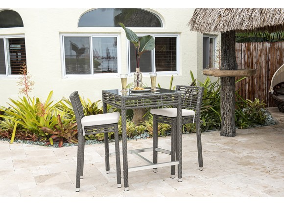 Panama Jack Outdoor Graphite 3-Piece Pub Set with Cushions