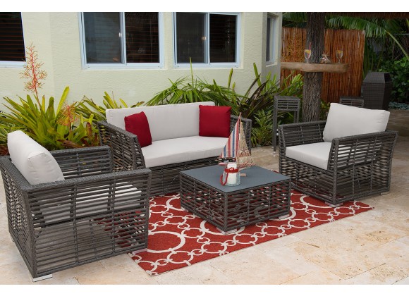 Panama Jack Outdoor Graphite 4-Piece Living Set with Cushions Outdoor View
