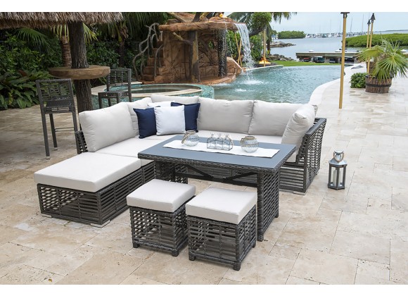 Panama Jack Outdoor Graphite 7-Piece High Ct Sectional with Cushions