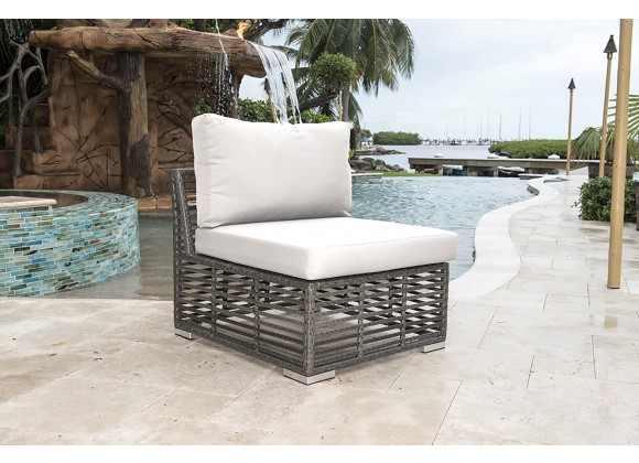 Panama Jack Outdoor Graphite Modular Armless Chair with Cushions