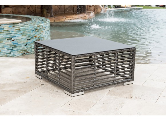 Panama Jack Outdoor Graphite Square Coffee Table with glass Outdoor