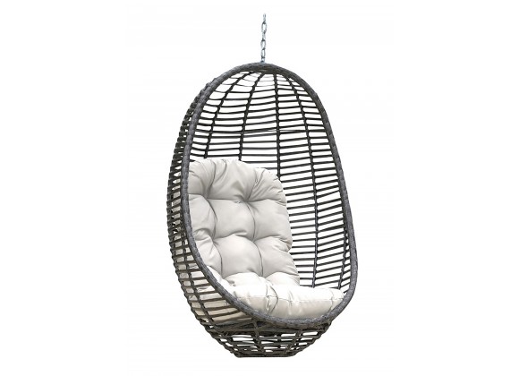 Panama Jack Outdoor Graphite Woven Hanging Chair with Cushion