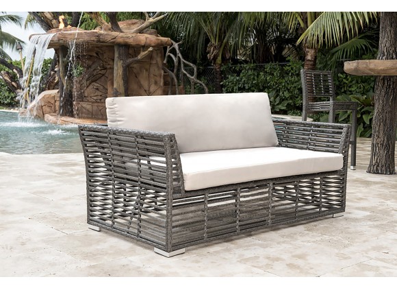 Panama Jack Outdoor Graphite Loveseat with Cushions Outdoor View