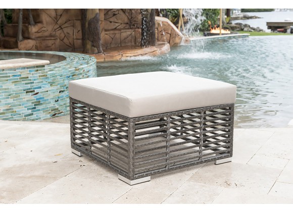Panama Jack Outdoor Graphite Square Ottoman with Cushion Outdoor 