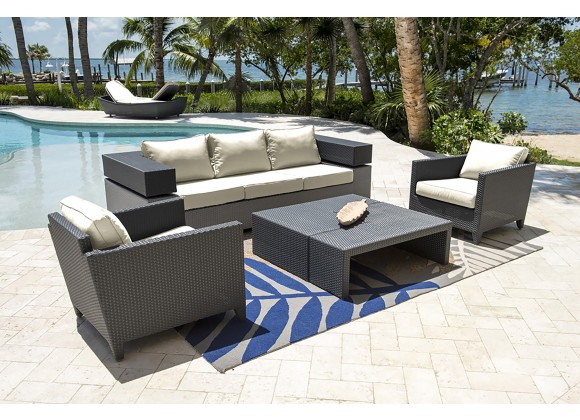 Panama Jack Outdoor Onyx 4-Piece Seating Set with Cushions