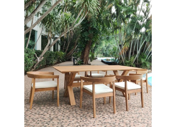 Panama Jack Outdoor Bali Teak 7-Piece Square Dining Table with Cushions