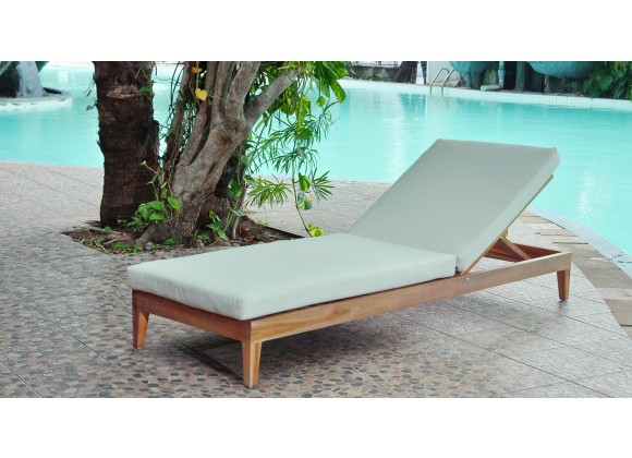 Panama Jack Outdoor Bali Teak Chaise Lounge with Cushion 